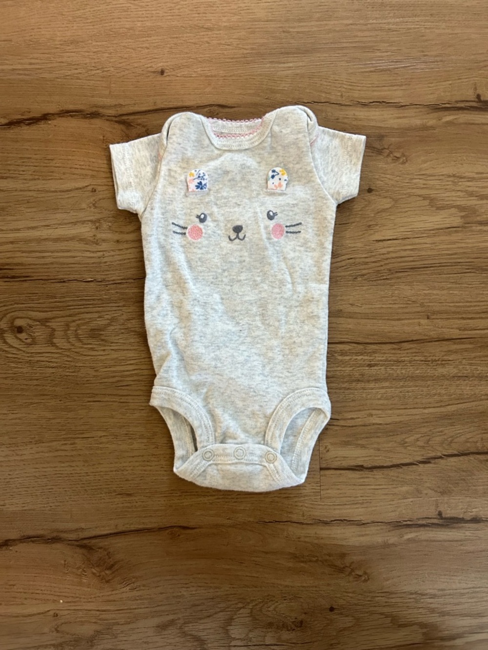 Newborn Light Grey Onesie with Cute Animal Design